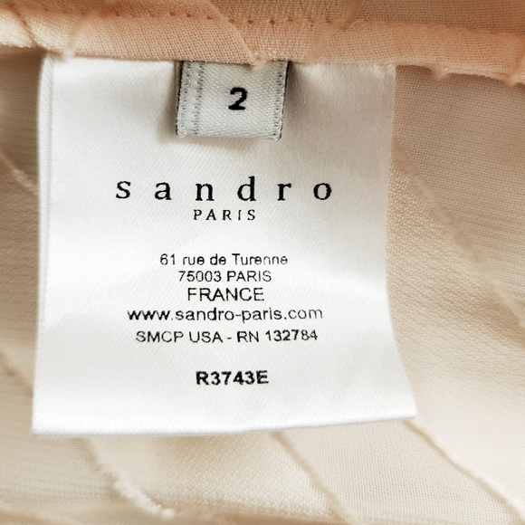 Sandro Semi Sheer Diagonal Striped Sleeveless Dress Keyhole Back Women's Size 2 - Picture 8 of 10